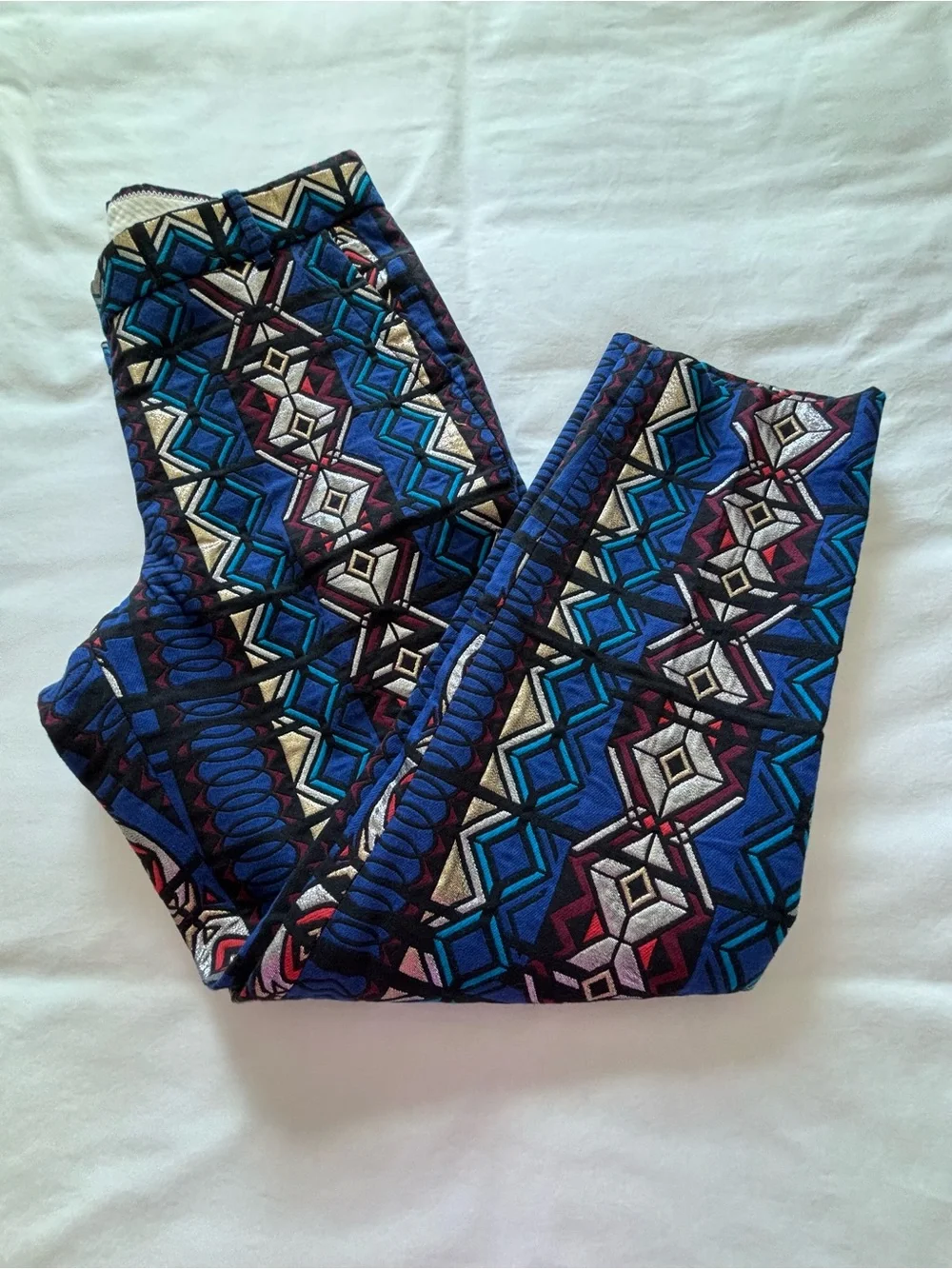 NWOT! RARE! J.Crew Maddie Geometric Jacquard Metallic Pant